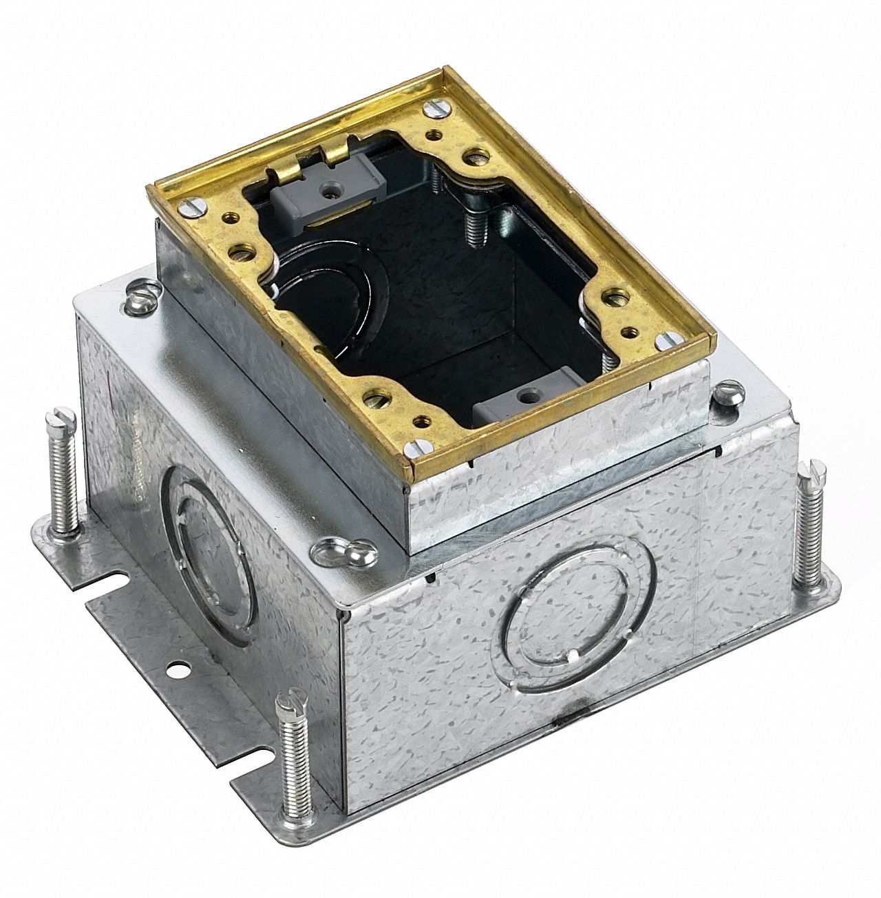 Floor Box: Rectangular, (4) 3/4 in to 1 1/4 in For Conduit Sizes