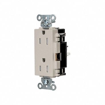 Receptacle: Decorator Duplex, 5-15R, 125V AC, 15 A, Light Almond, 2 Pole / 3 Wire, Push In