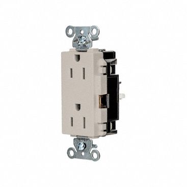Receptacle: Decorator Duplex, 5-15R, 125V AC, 15 A, Light Almond, 2 Pole / 3 Wire, Push In