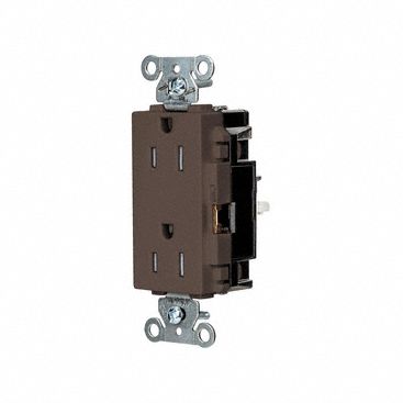 Receptacle: Decorator Duplex, 5-15R, 125V AC, 15 A, Brown, 2 Pole / 3 Wire, Push In