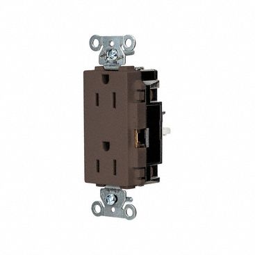 Receptacle: Decorator Duplex, 5-15R, 125V AC, 15 A, Brown, 2 Pole / 3 Wire, Push In