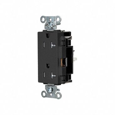 RECEPTACLE,20 A,BLACK,125V AC
