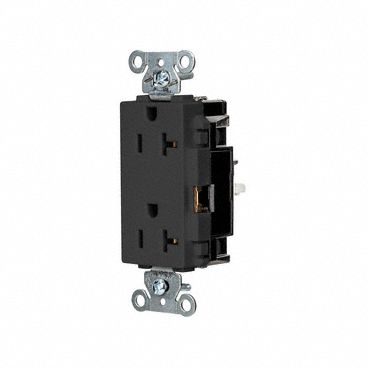 Receptacle: Decorator Duplex, 5-20R, 125V AC, 20 A, Black, 2 Pole / 3 Wire, Push In