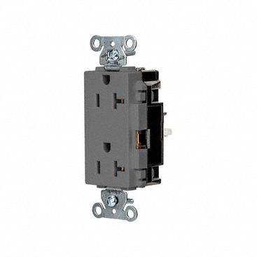 Receptacle: Decorator Duplex, 5-20R, 125V AC, 20 A, Gray, 2 Pole / 3 Wire, Push In