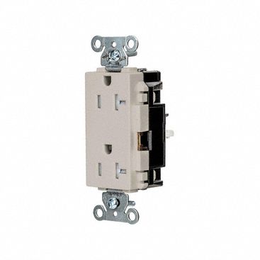 Receptacle: Decorator Duplex, 5-20R, 125V AC, 20 A, Light Almond, 2 Pole / 3 Wire, Push In