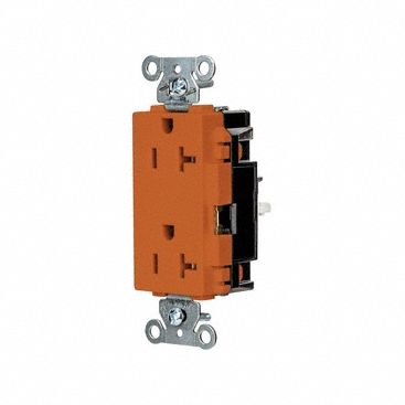 Receptacle: Decorator Duplex, 5-20R, 125V AC, 20 A, Orange, 2 Pole / 3 Wire, Push In