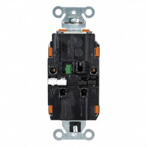 Receptacle: Decorator Duplex, Orange, 5-15R, 15 A, 125V AC, 2 Pole / 3 Wire, Push In