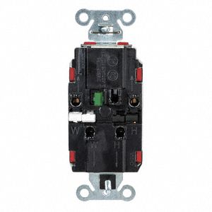 Receptacle: Decorator Duplex, Red, 5-15R, 15 A, 125V AC, 2 Pole / 3 Wire, Push In, Gen Use