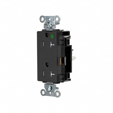 Receptacle: Decorator Duplex, 5-20R, 20 A, 125V AC, Black, 2 Pole / 3 Wire Poles & Wires