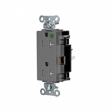 Receptacle: Decorator Duplex, 5-20R, 20 A, 125V AC, Gray, 2 Pole / 3 Wire Poles & Wires
