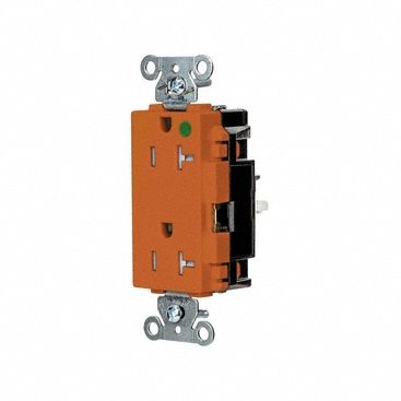 Receptacle: Decorator Duplex, 5-20R, 20 A, 125V AC, Orange, 2 Pole / 3 Wire Poles & Wires