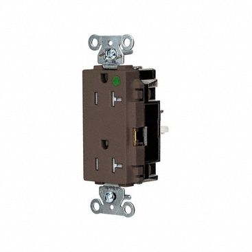 Receptacle: Decorator Duplex, 5-20R, 20 A, 125V AC, Brown, 2 Pole / 3 Wire Poles & Wires