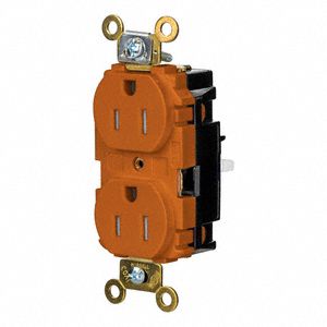 Receptacle: Duplex, 5-15R, 125V AC, 15 A, Orange, 2 Pole / 3 Wire, Push In