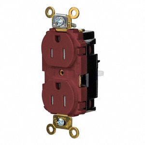 Receptacle: Duplex, 5-15R, 125V AC, 15 A, Red, 2 Pole / 3 Wire, Push In
