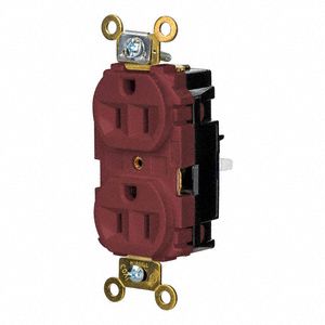 Receptacle: Duplex, 5-15R, 125V AC, 15 A, Red, 2 Pole / 3 Wire, Push In
