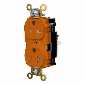 Receptacle: Duplex, 5-20R, 125V AC, 20 A, Orange, 2 Pole / 3 Wire, Push In