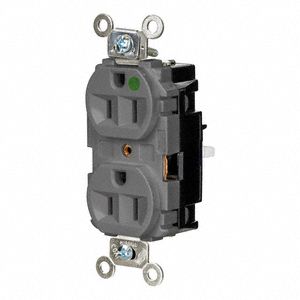 Receptacle: Duplex, 5-15R, 15 A, 125V AC, Gray, 2 Pole / 3 Wire Poles & Wires, Push In