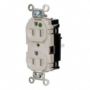 Receptacle: Duplex, 5-15R, 15 A, 125V AC, Light Almond, 2 Pole / 3 Wire Poles & Wires