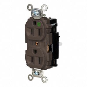 Receptacle: Duplex, 5-15R, 15 A, 125V AC, Brown, 2 Pole / 3 Wire Poles & Wires, Push In