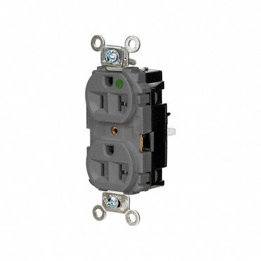 Receptacle: Duplex, 5-20R, 20 A, 125V AC, Gray, 2 Pole / 3 Wire Poles & Wires, Push In