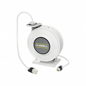 Extension Cord Reel: Grounding Plug, Hospital Grade NEMA 5-20P, White