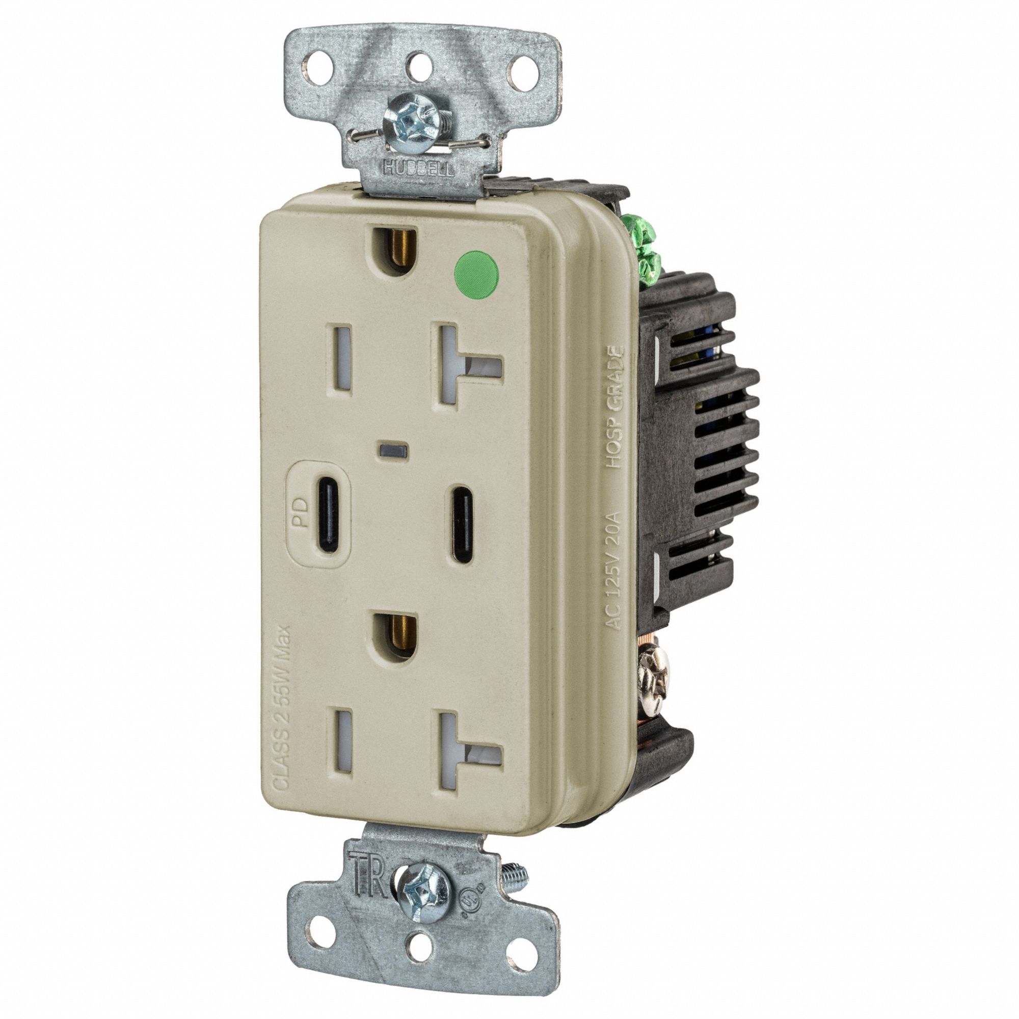 USB Receptacle Ivory 1 hp