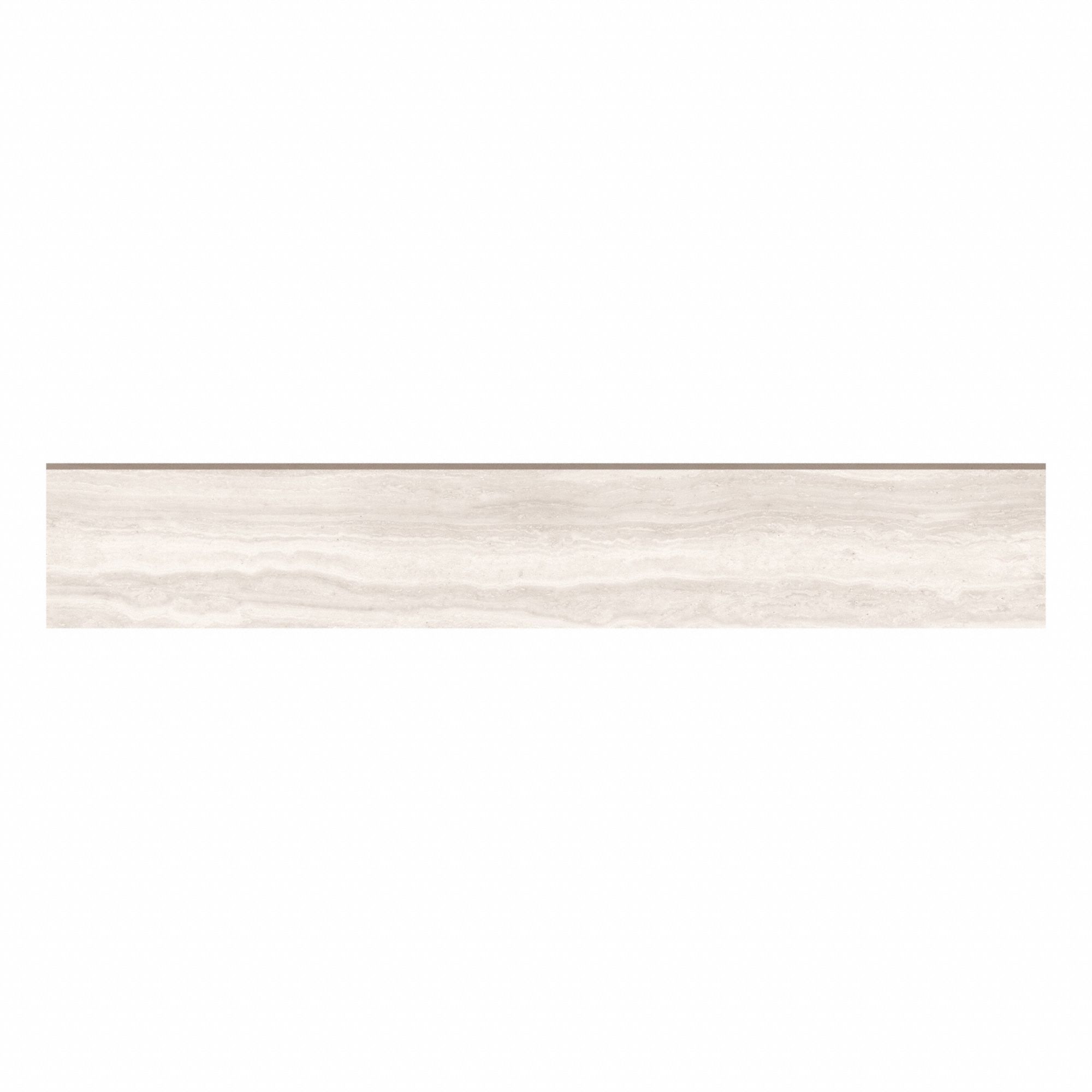 Floor Tiles: 23 7/8 in Lg, 3 7/8 in Wd, Travertine White, Trim, Bullnose, Unpolished
