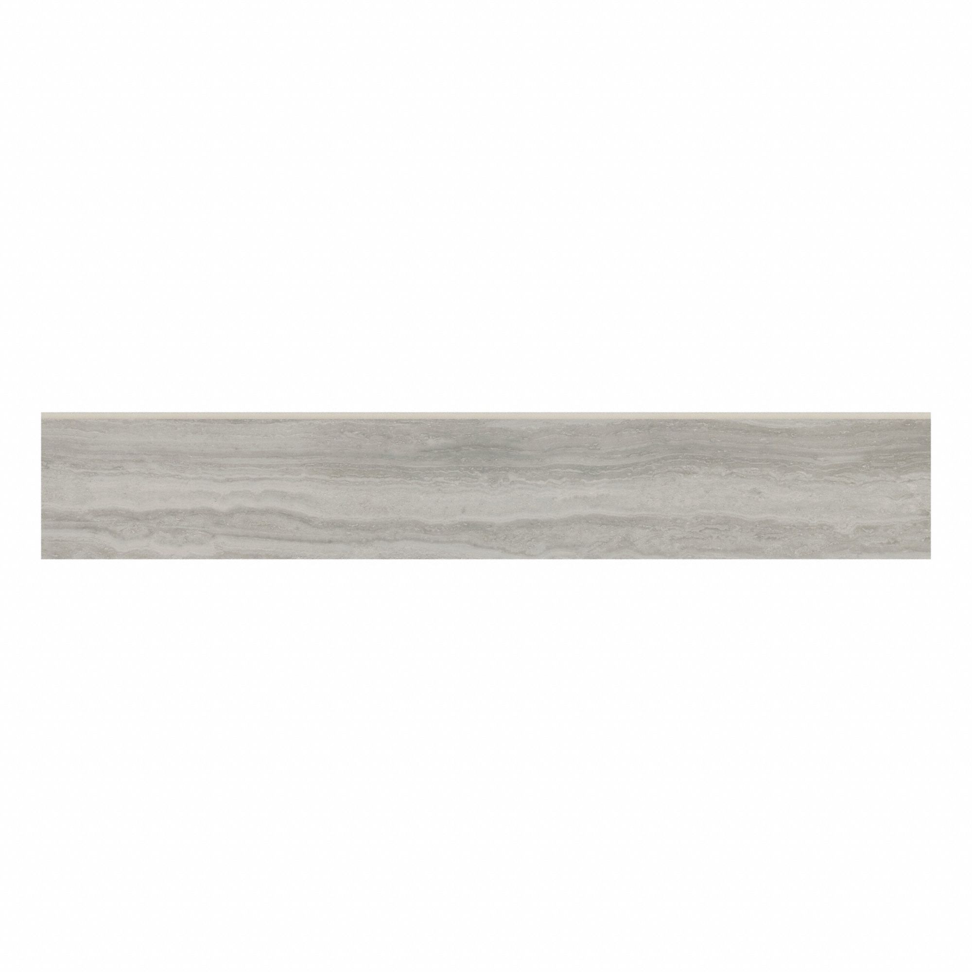 Floor Tiles: 23 7/8 in Lg, 3 7/8 in Wd, Travertine Ash, Trim, Bullnose, Unpolished