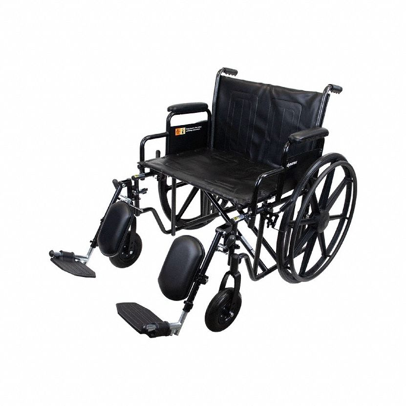 Wheelchair: 500 lb Wt Capacity, 24 in Seat Wd, 18 in Seat Dp, Vinyl, 17 in Back Ht, Flat