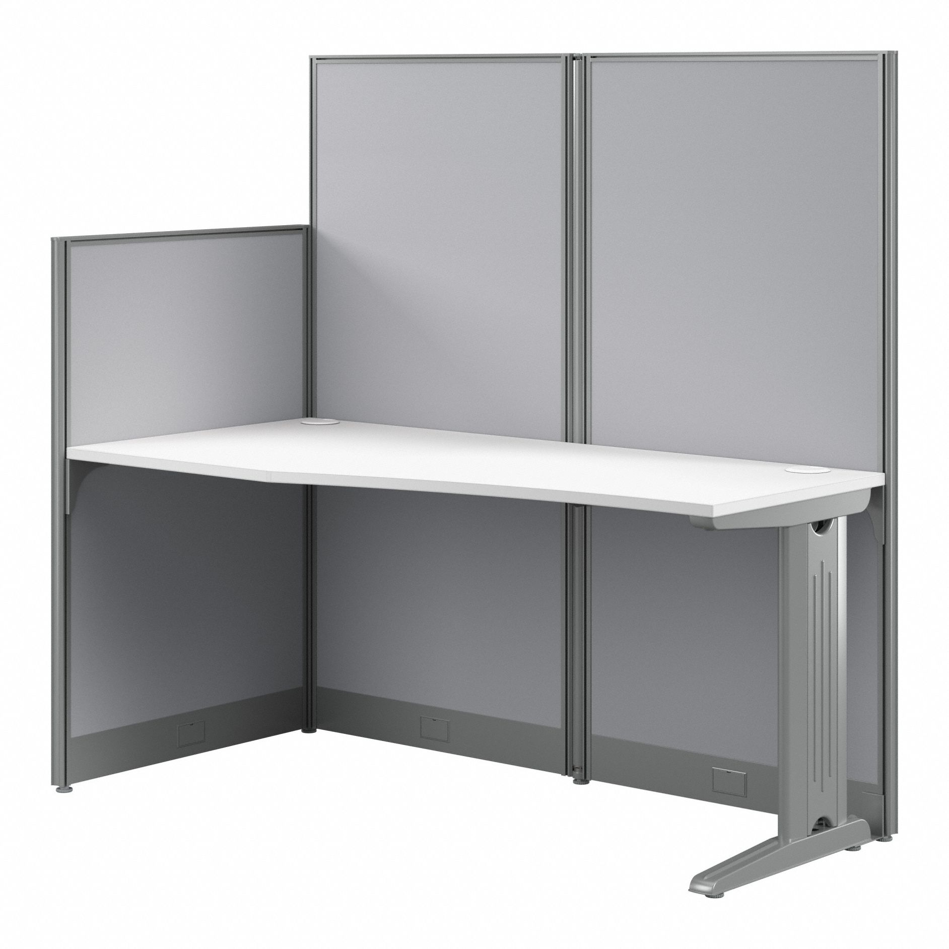 Modular Cubicle Workstation: 63 in Overall Ht, 64 in Overall Wd, White