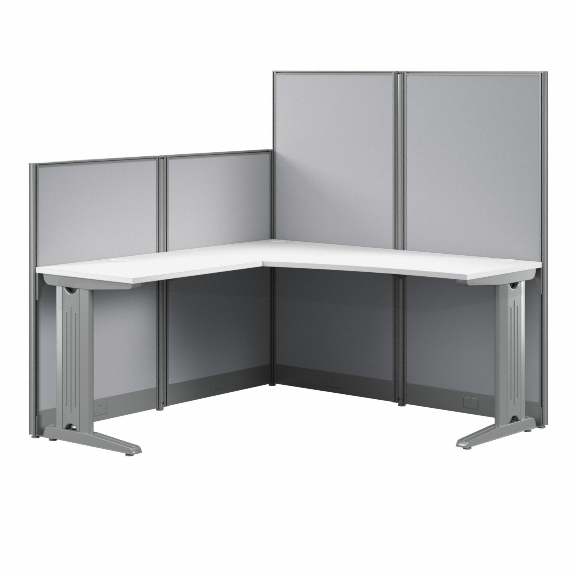 Modular Cubicle Workstation: 63 in Overall Ht, 64 in Overall Wd, White