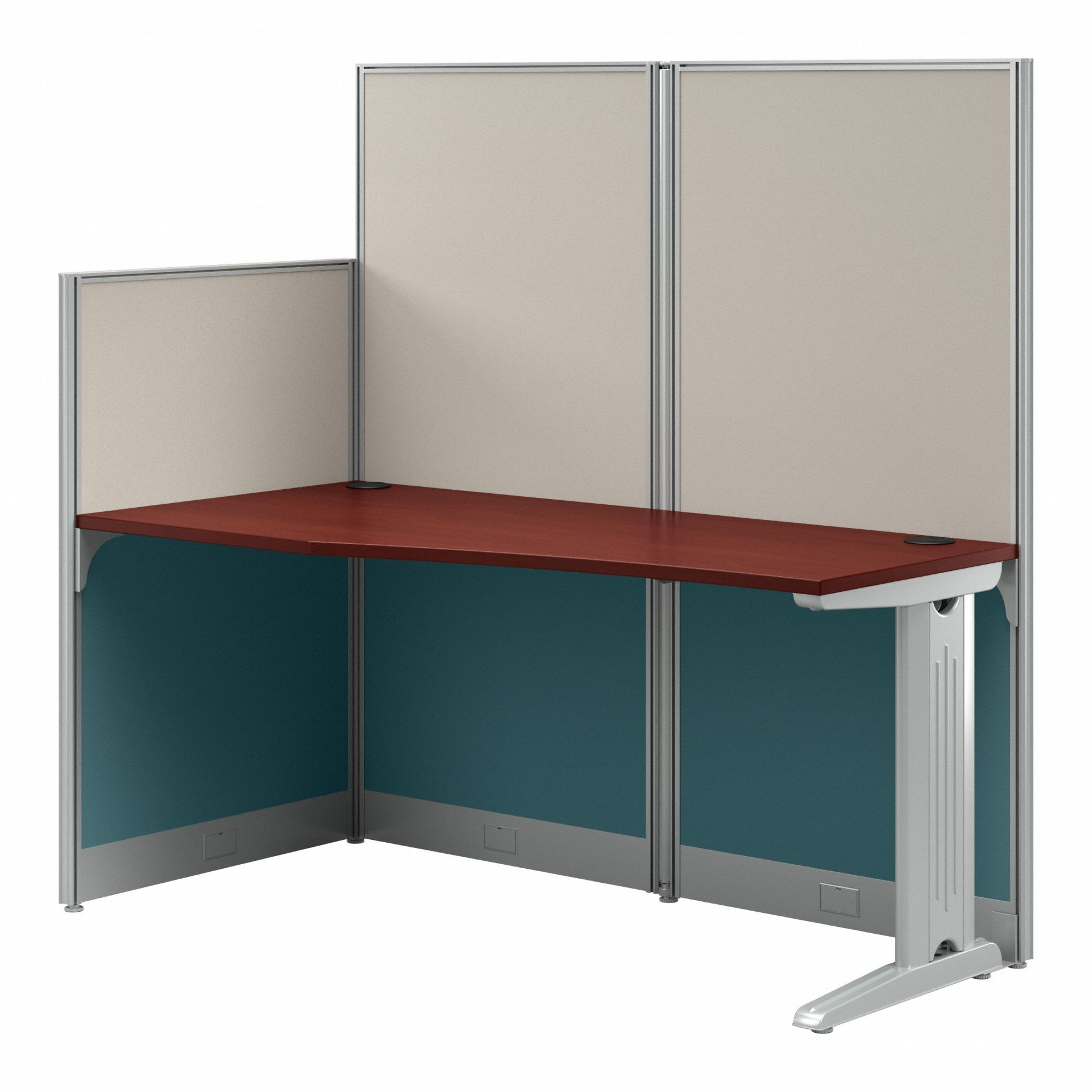 Modular Cubicle Workstation: 63 in Overall Ht, 64 in Overall Wd, Cherry