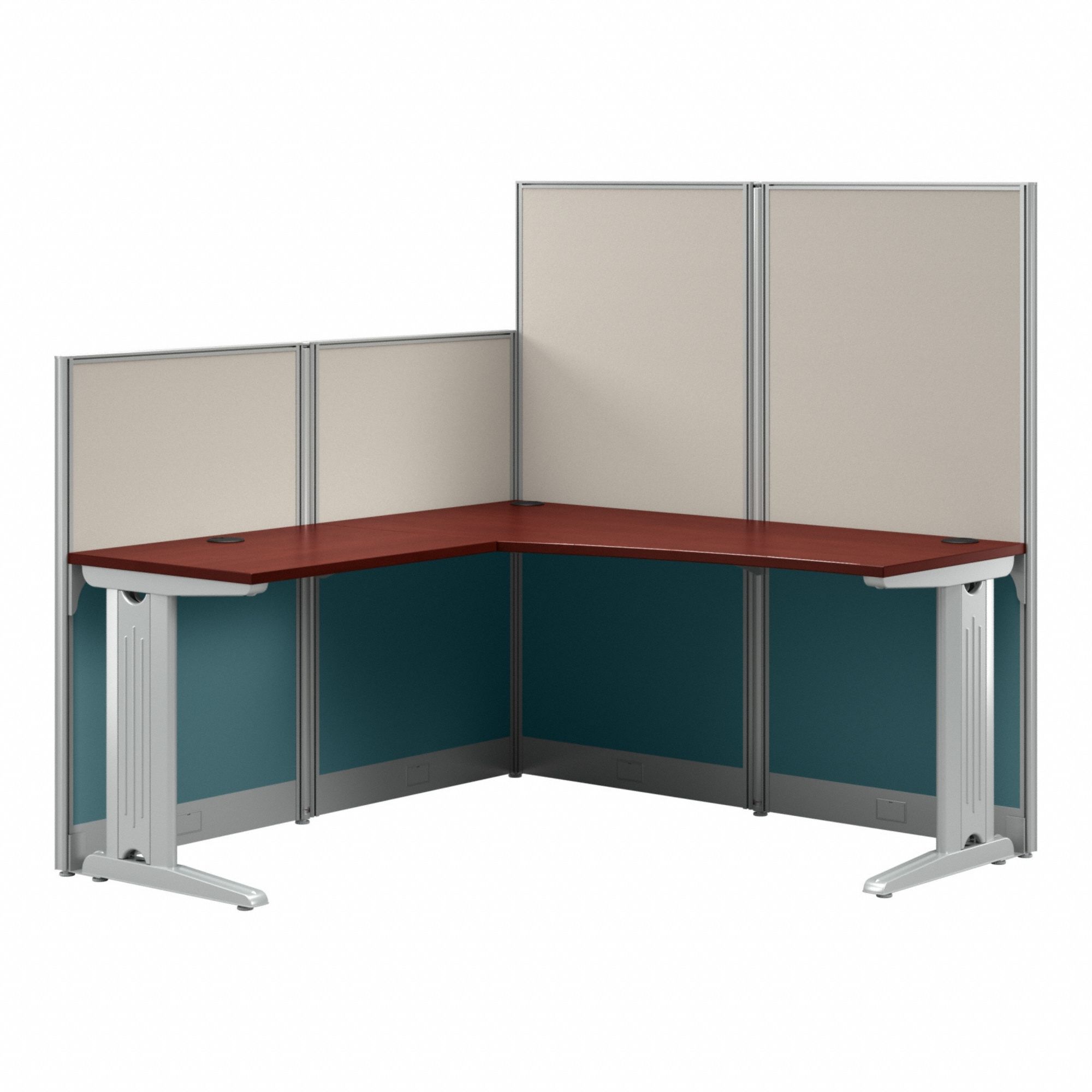 Modular Cubicle Workstation: 63 in Overall Ht, 64 in Overall Wd, Cherry