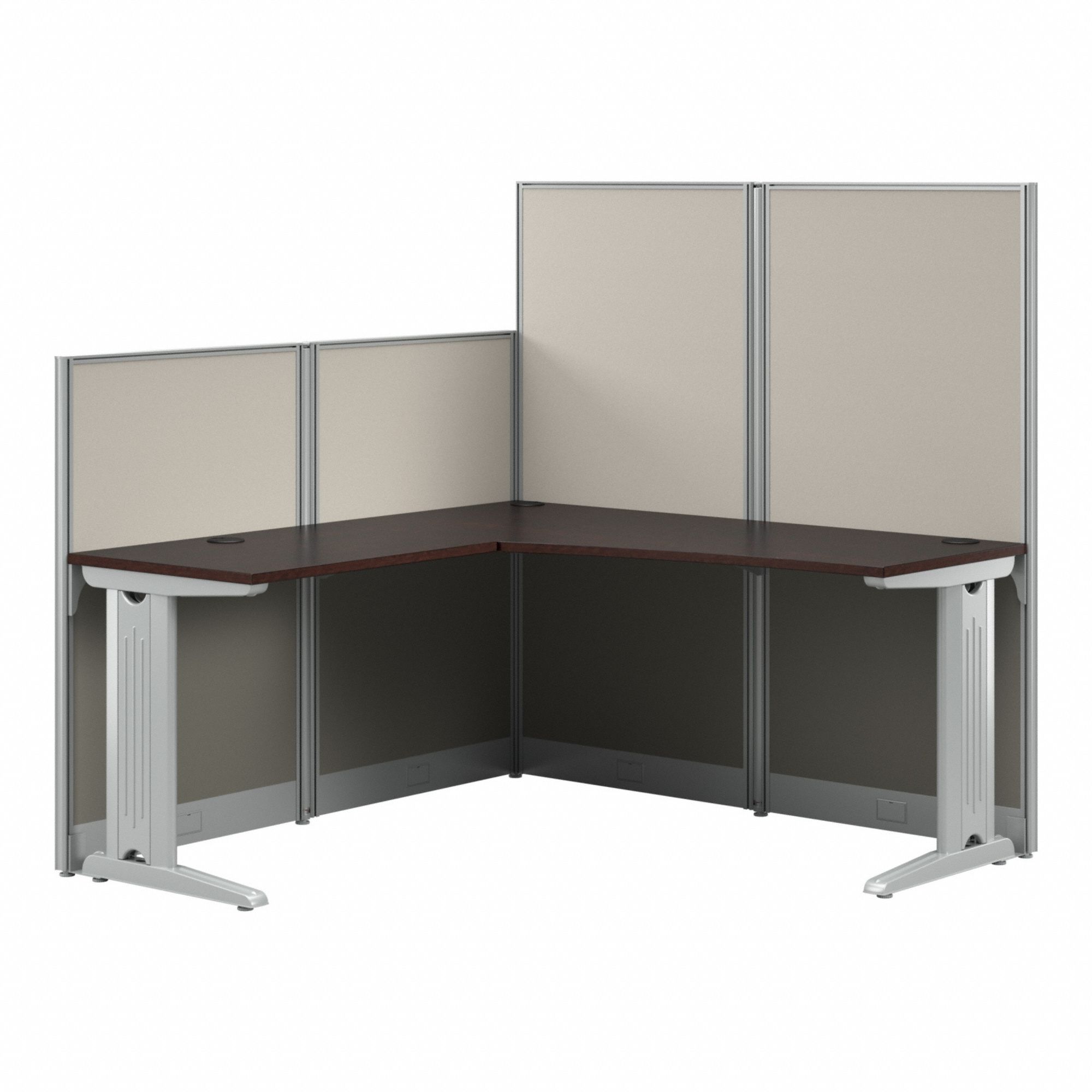 Modular Cubicle Workstation: 63 in Overall Ht, 64 in Overall Wd, Cherry
