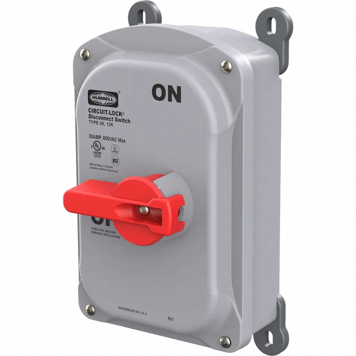Disconnect Switch: Non-Fusible, 30 A, Single or Three Phase, 600V AC