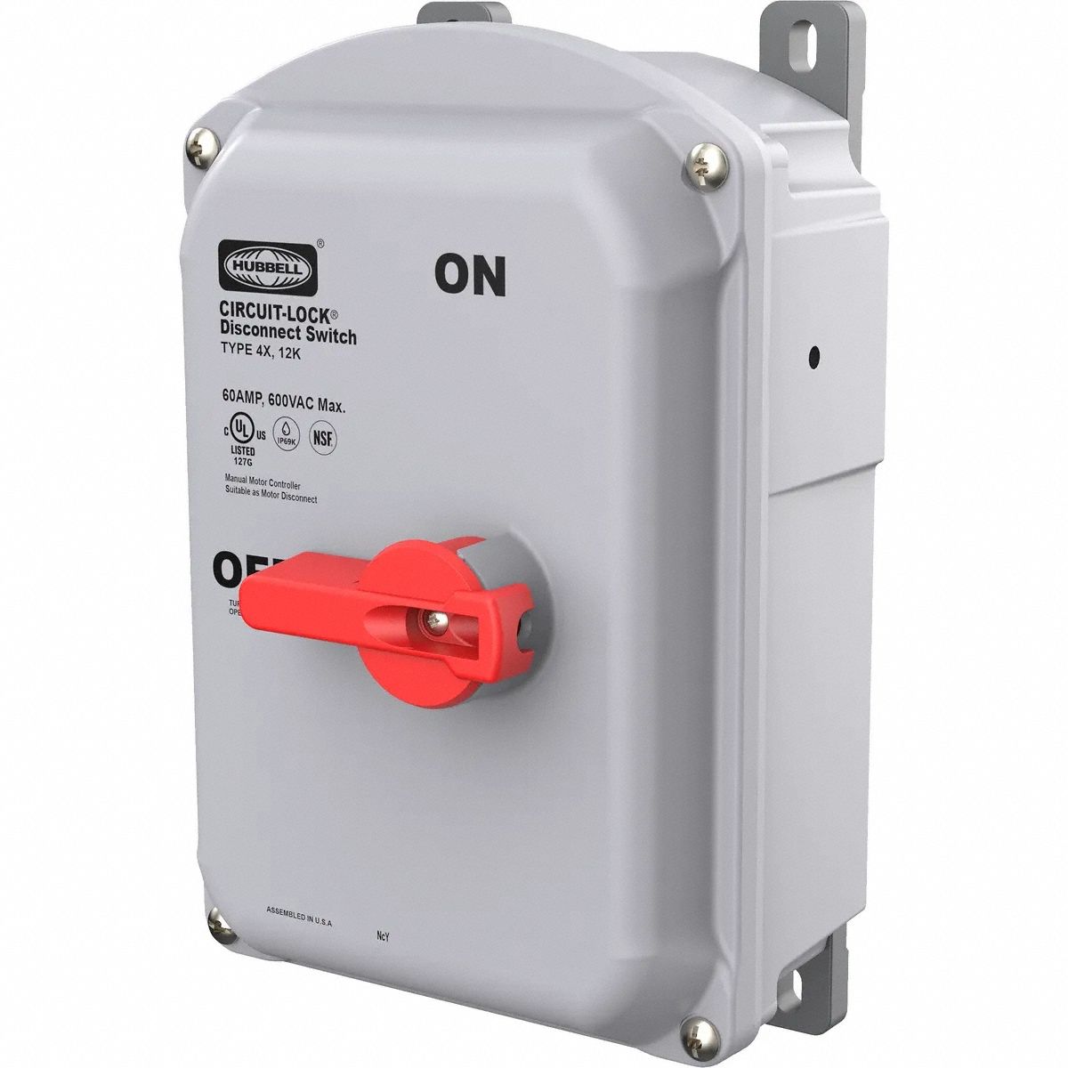 Disconnect Switch: Non-Fusible, 60 A, Single or Three Phase, 600V AC