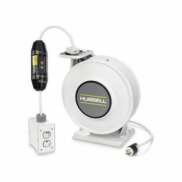 Extension Cord Reel: Grounding Plug, Hospital Grade NEMA 5-20P, White