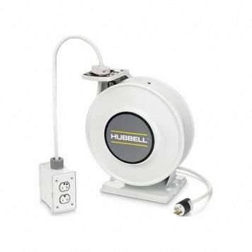 Extension Cord Reel: Grounding Plug, Hospital Grade NEMA 5-20P, White