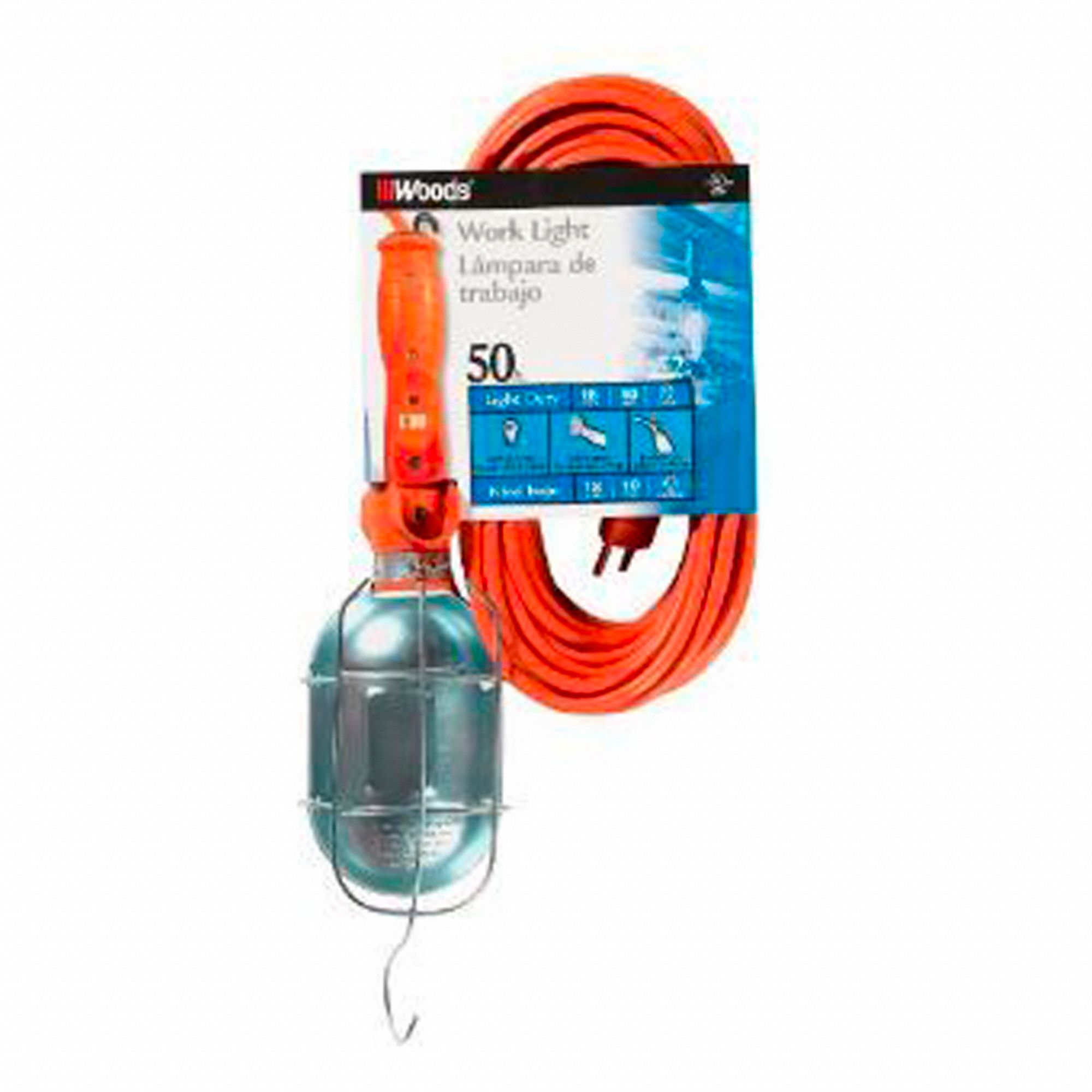 MEDIUM DUTY TROUBLE LIGHT, 50 FOOT 18/3 SJTW POWER CORD