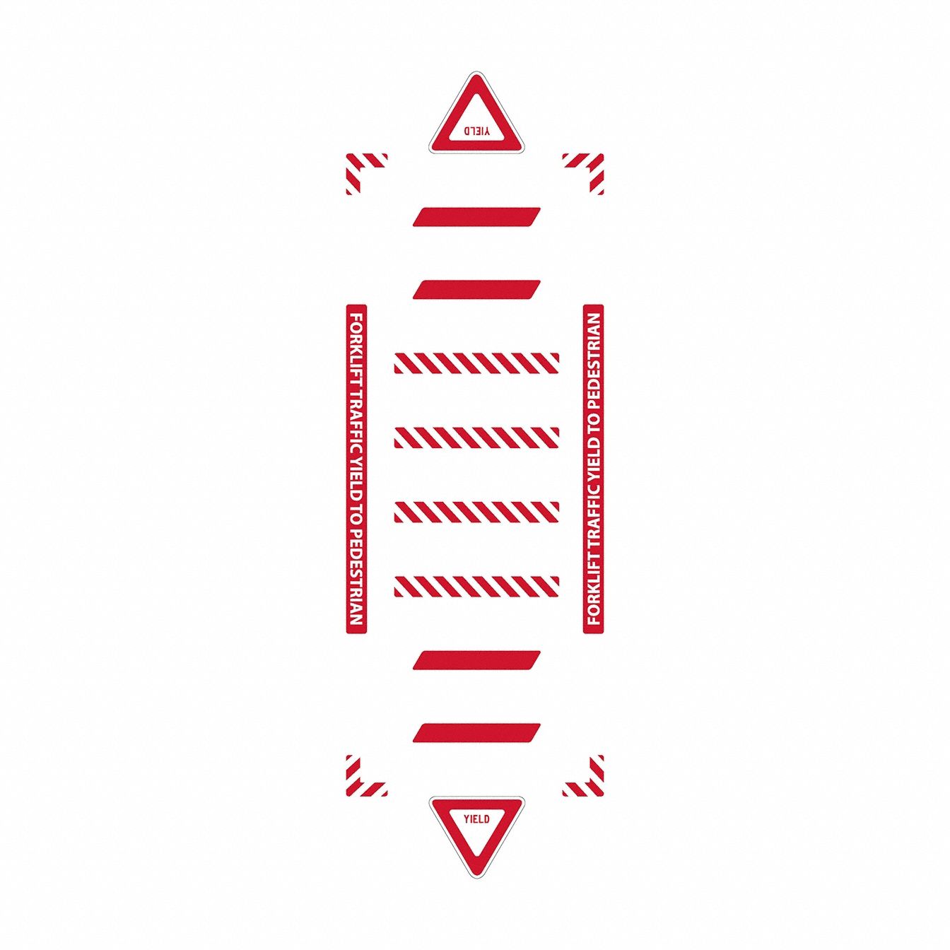 Floor Sign: Polypropylene/Vinyl, Adhesive Sign Mounting, 0.027 in Thick, Red, Anti-Slip Surface