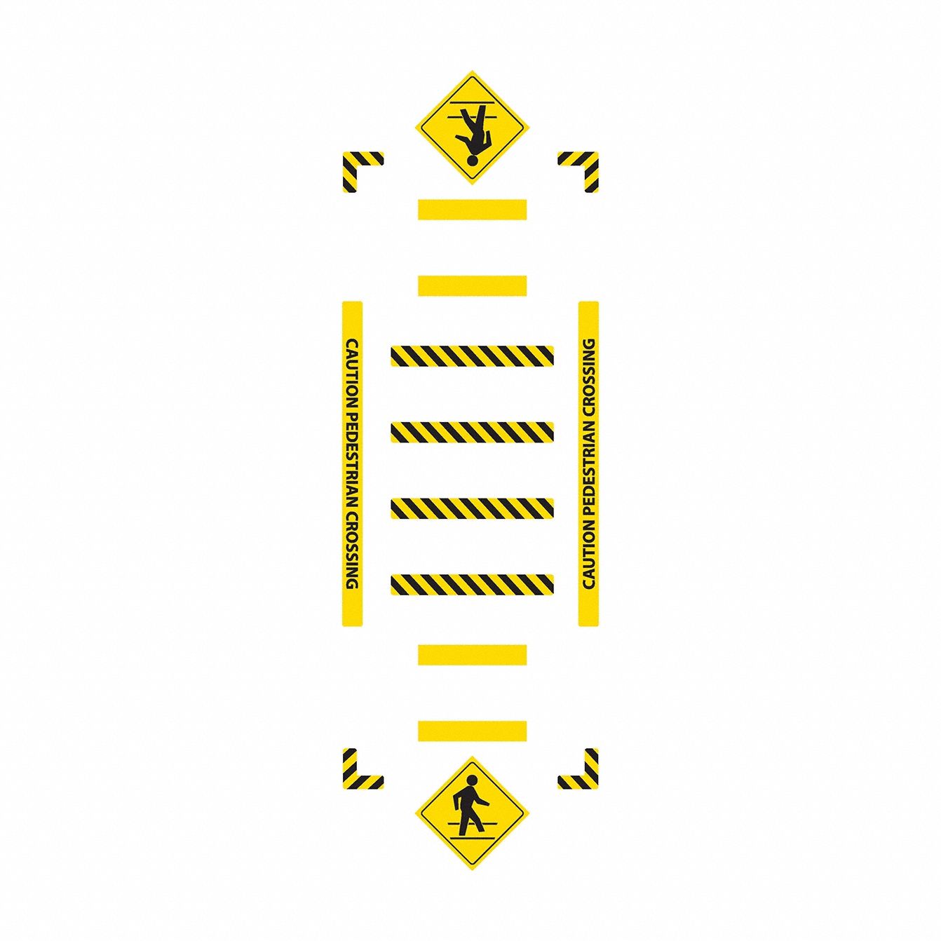 Floor Sign: Polypropylene/Vinyl, Adhesive Sign Mounting, 0.027 in Thick, Anti-Slip Surface