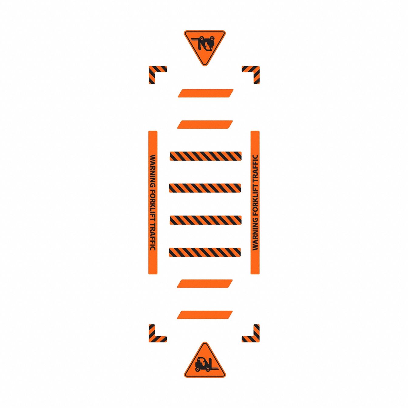 Floor Sign: Polypropylene/Vinyl, Adhesive Sign Mounting, 0.027 in Thick, Orange, Anti-Slip Surface