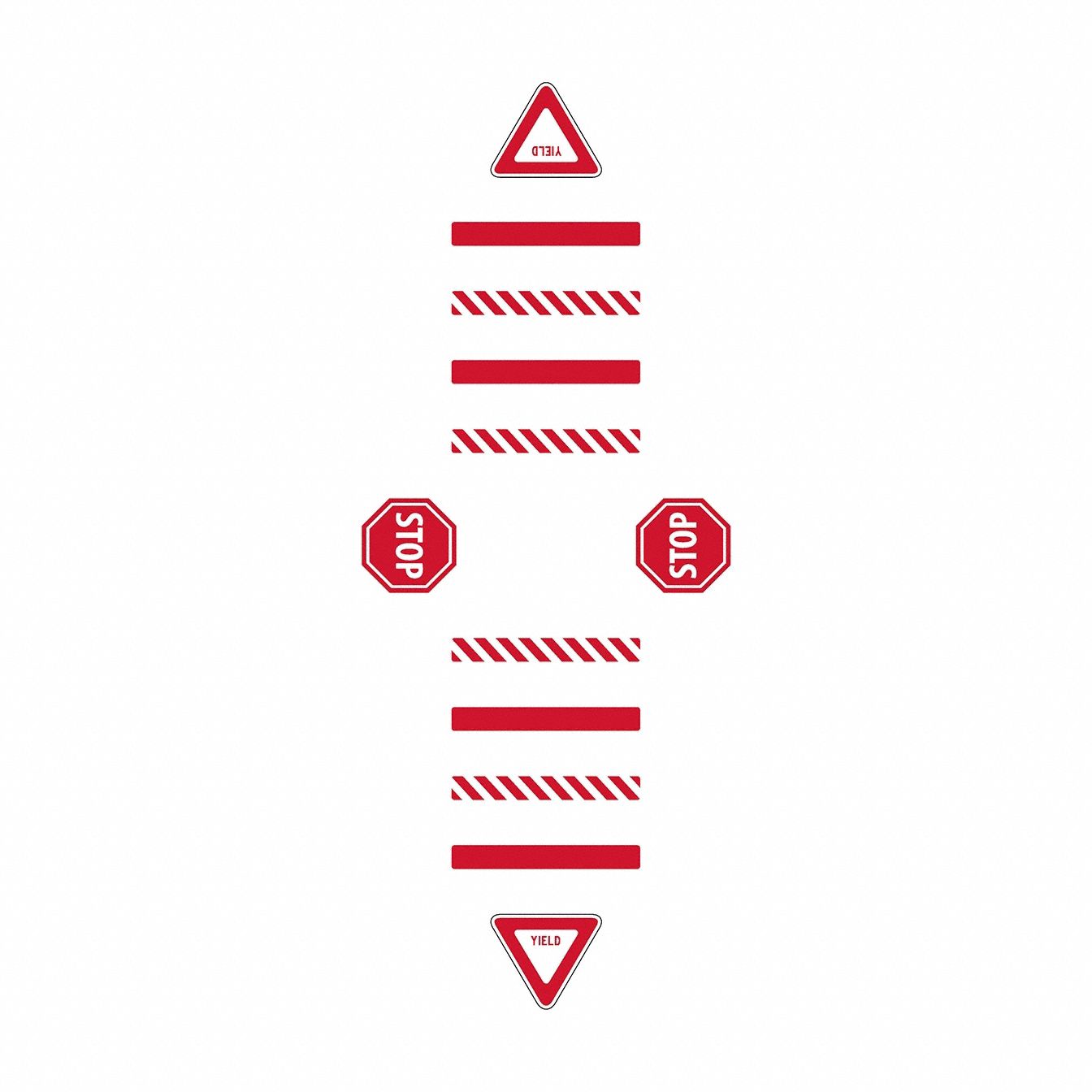 Floor Sign: Polypropylene/Vinyl, Adhesive Sign Mounting, 0.027 in Thick, Anti-Slip Surface