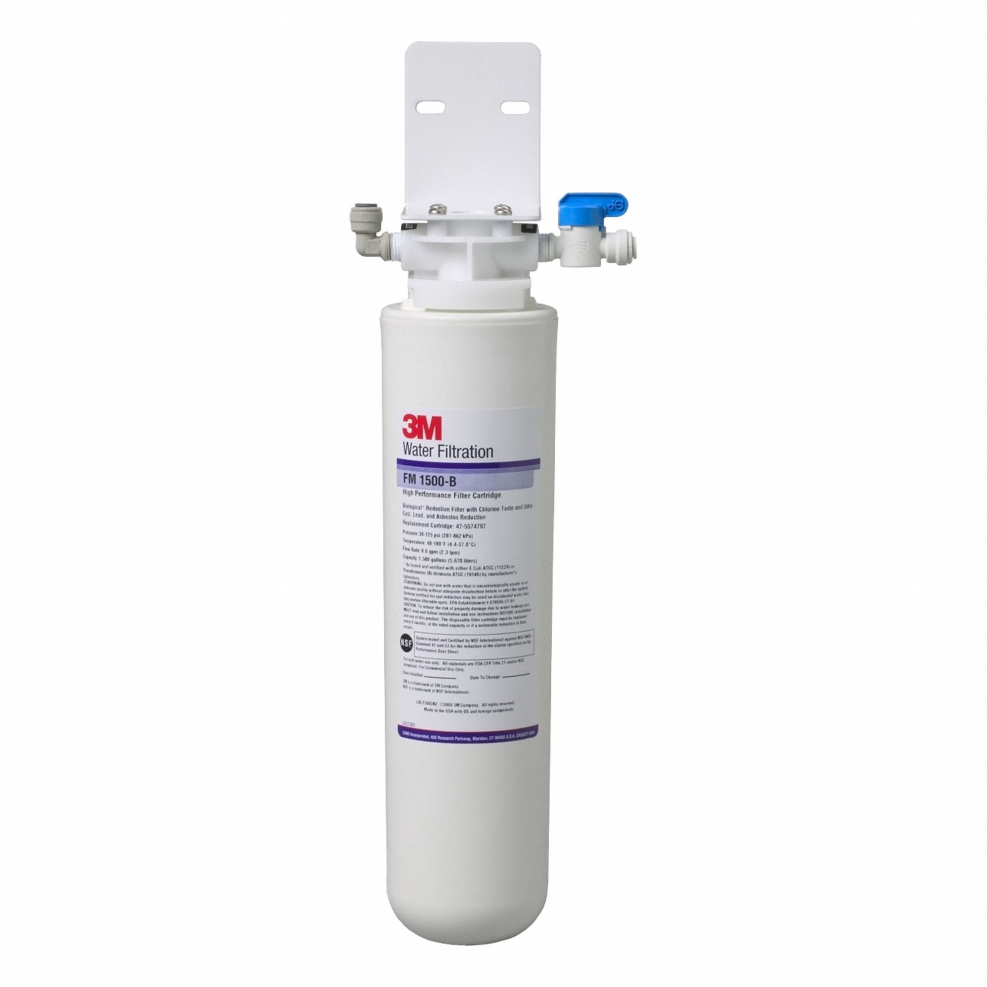 SOLVENTUM CORP DBA 3M HEALTHC Water Factory System: 0.5 micron Micron Rating, 0.6 gpm Flow Rate (MPN FM DWS1500). Key specifications — Filter Media: Activated Carbon; Reduces: Chlorine Taste.