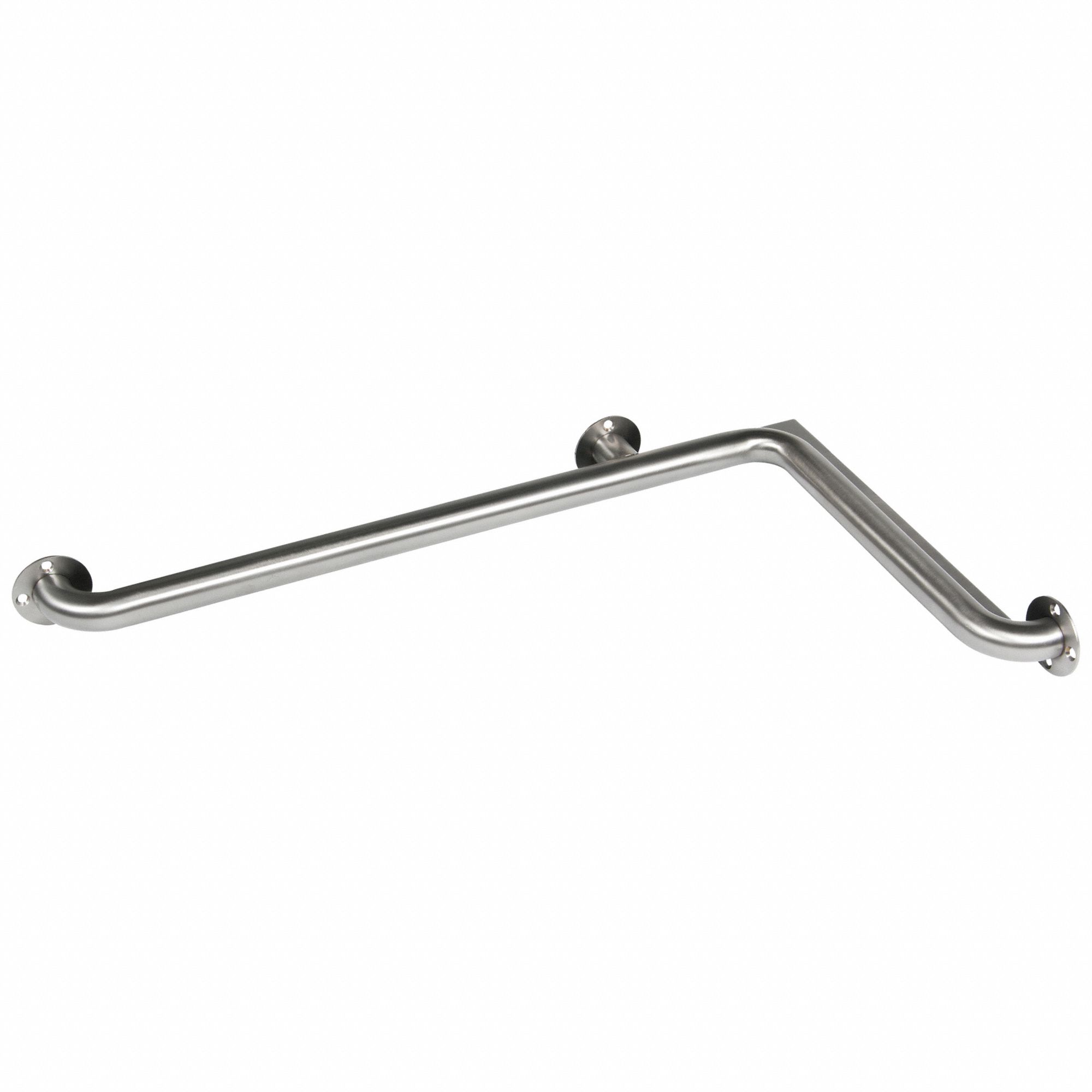 Grab Bar: Two Wall, 18 in_32 in Lg, 1 1/2 in Dia, Stainless Steel, Left Hand, Closure Plate