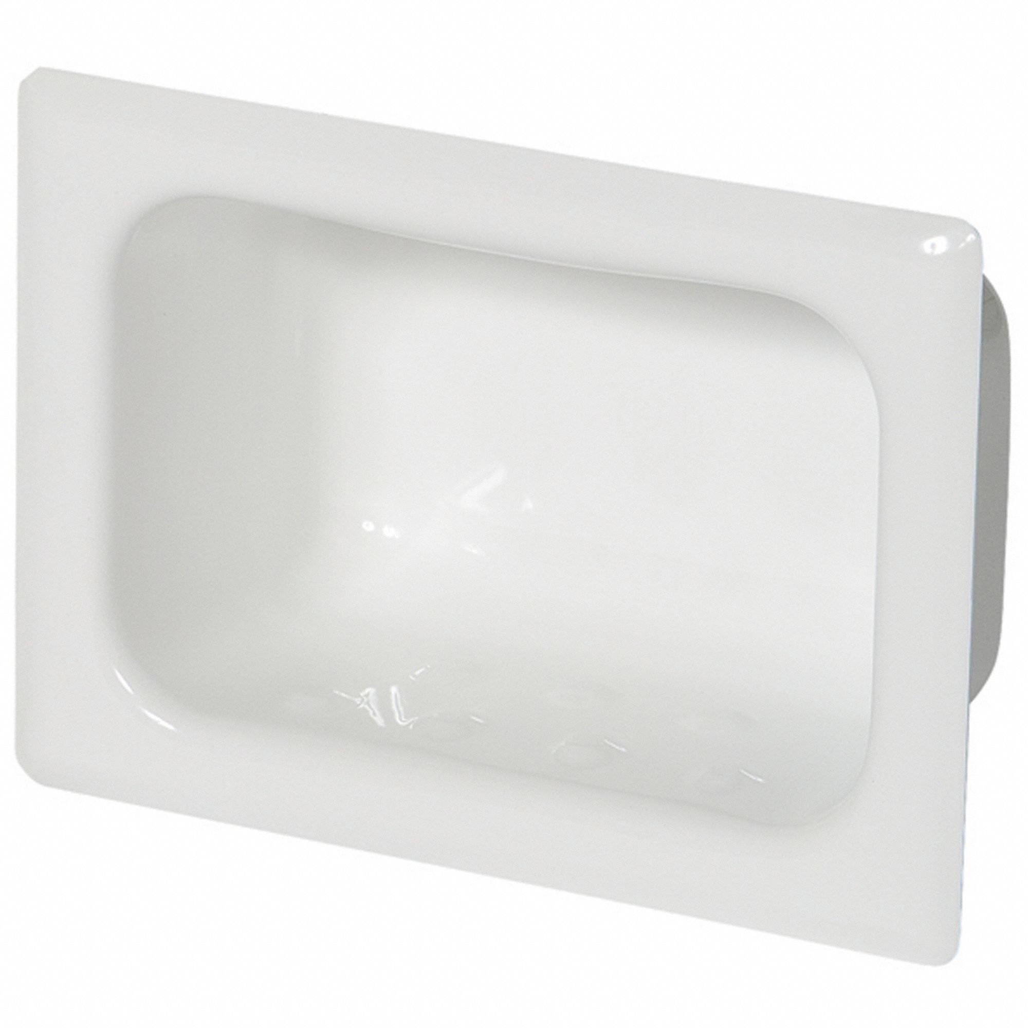 SOAP DISH: WH1832-PF, RECESSED, 5 IN X 7 IN X 2 ⅝ IN, 3½ IN X 5 ⅝ IN X 2 ⅝ IN