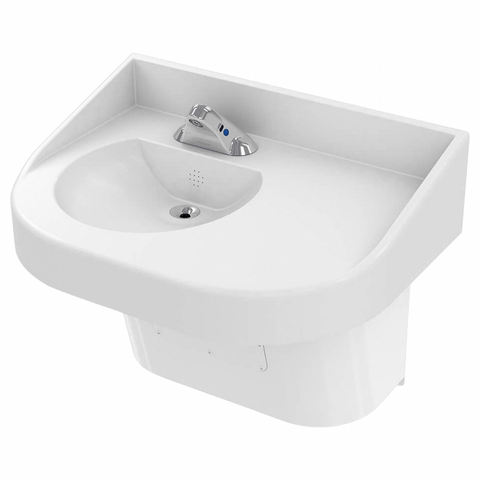 Hospital Sink: Polymer Resin, 14 1/2 in Bowl Lg, 4 in Bowl Dp, ADA Compliant
