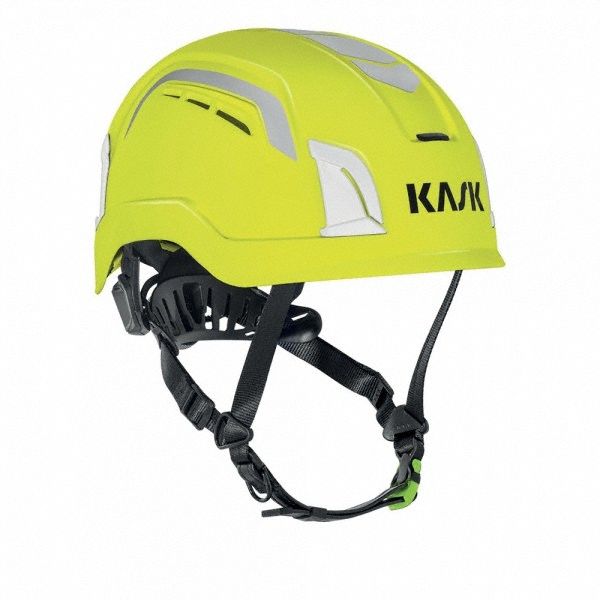 Safety Helmet: Yellow, Polyethylene, Front-Slots, KASK America, Solid, High-Visibility