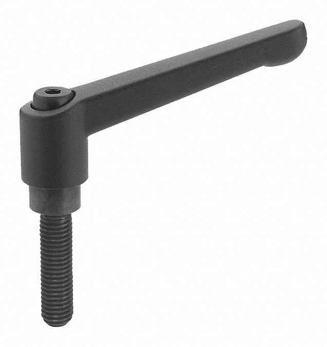 ADJUSTABLE LEVER,STEEL THREAD STUD,1/2-13" THREAD ,0.98 IN THREAD L,3.62 IN LEVER L,BLK,ZN DIECAST