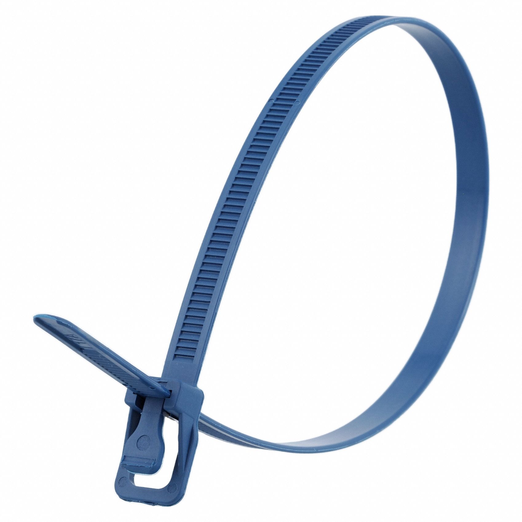 Releasable Cable Tie: Blue, 14 in Lg, Max. 87 mm Bundle Dia., 120 lb Rated, 100 PK